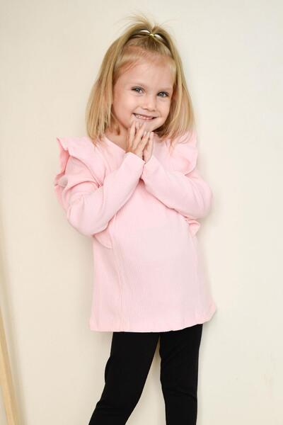 Breeze Κοριτσίστικο μακρυμάνικο μπλουζάκι με βολάν ώμου 3-7 ετών, ροζ