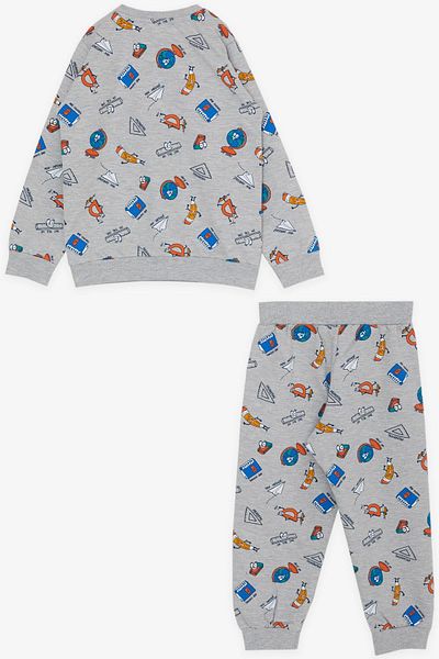 Breeze Boy's Tracksuit Set - School Themed, 1.5-5 Years, Gray Melange