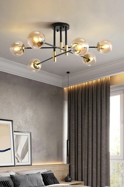 yürüyenlightt Yürüyen Abajur 6'lı Glop Camlı Modern Avize