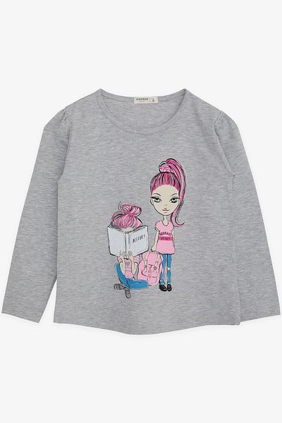 Breeze Girl's Long Sleeve T-Shirt Girl Looks 4-9 Years, Gray Melange
