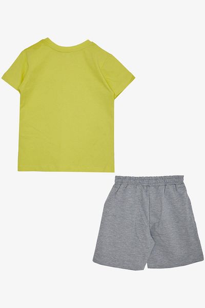 Breeze Boy's Shorts Set - Skateboarder and Teddy Bear Printed, 2-6 Years, Yellow