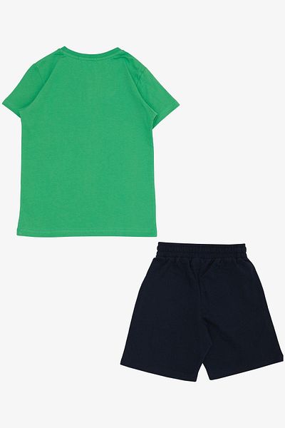 Breeze 8-14 Years Boy's Shorts Set - Green Printed Pocket