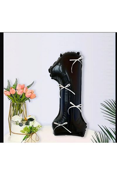 Partifabrik Black Bow Number Balloon - Age Options