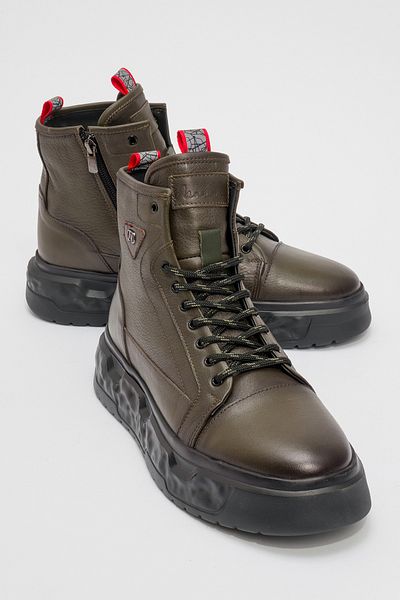 MARCOMEN Ανδρικές μπότες casual με χοντρή σόλα - Real Leather MC 20268 KHAKI