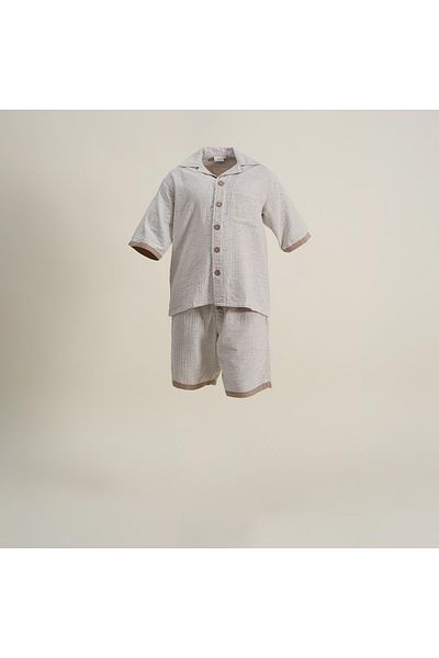 Ecocotton Σετ ανδρικές πιτζάμες Alinda - 100% οργανικό βαμβάκι, σορτς μουσελίνας χακί