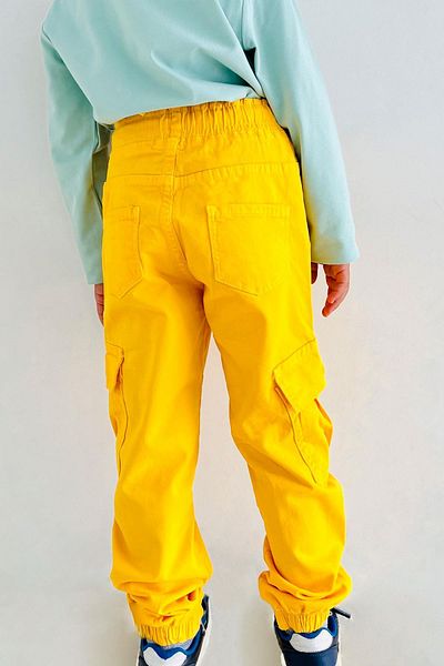 Breeze Pantaloni de blugi pentru baieti cu talie elastica si buzunare, varsta 3-7 ani, galbeni
