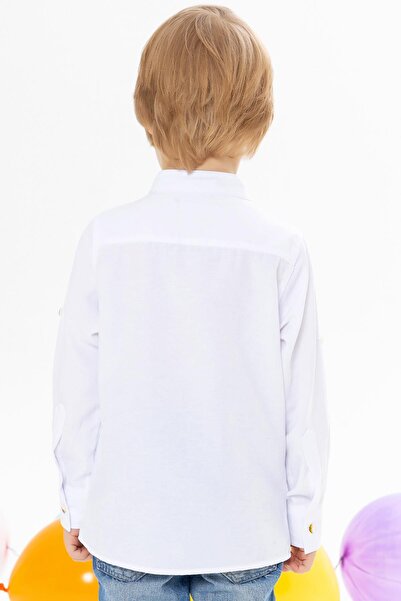 Breeze Πουκάμισο για αγόρι με έμβλημα με κουμπιά 8-12 ετών, λευκό