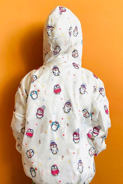 Breeze Girls & Boys Boys' Raincoat Cute Penguin Patterned Christmas Themed 1-4 Years, Ecru