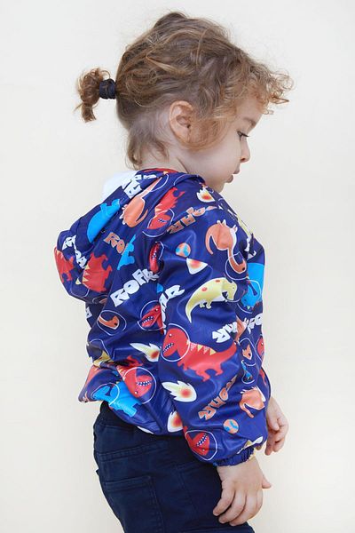 Breeze Girls & Boys Boys' Raincoat Roaring Dinosaurs Patterned 1-5 Years, Navy Blue