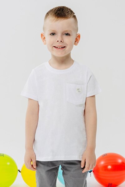 Breeze Tricou pentru băiat cu buzunar cu inscripție cool, 1,5-5 ani, alb