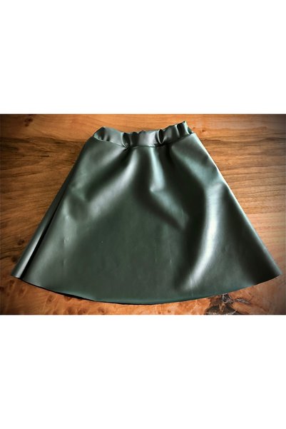 MOR TIRTIL Olive Green Leather Skirt