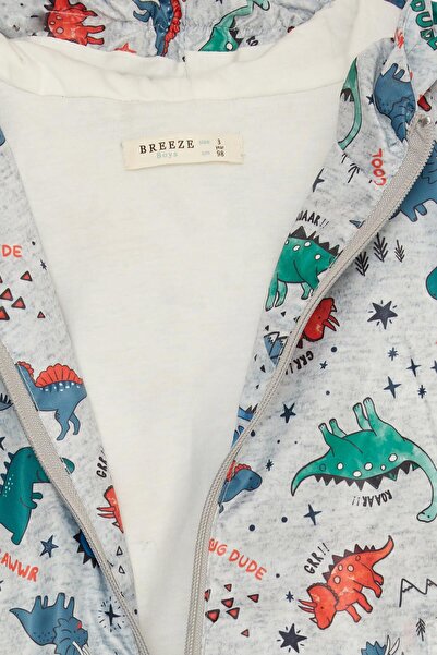 Breeze Boy's Raincoat Forest Themed Animals Patterned 1-6 Years, Gray Melange