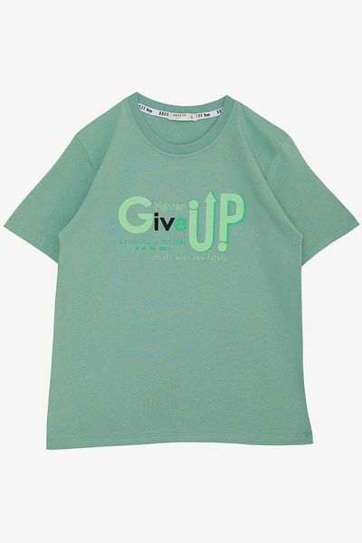 Breeze Tricou pentru baieti Never Give Up Design imprimat Varsta 9-16, verde menta