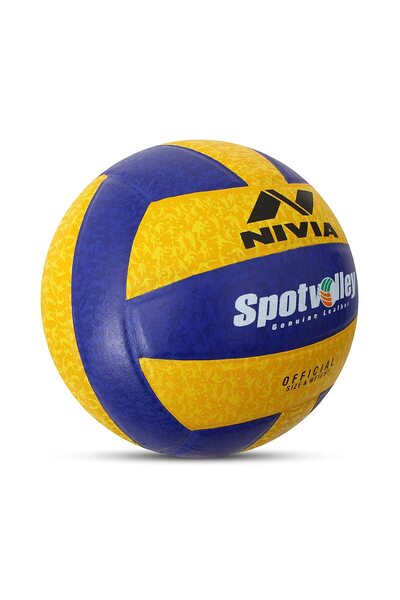 Nivia Spot Volleyball | Yellow/Blue | Size: 4 | Leather/Rubber |  280 Grams,18 Panels | Waterproof