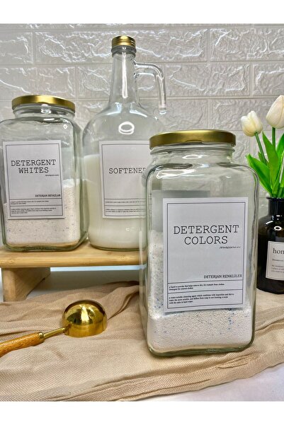 MODA OZY 3-Pack White and Colorful Softener Bottle - Storage Container with Gold Lids