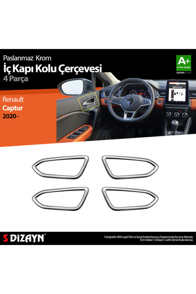 S Dizayn S-Dizayn Renault Captur 2 Parlak Krom İç Kapı Kolu Çerçevesi 4 Prç. 2020 Üzeri 7024560