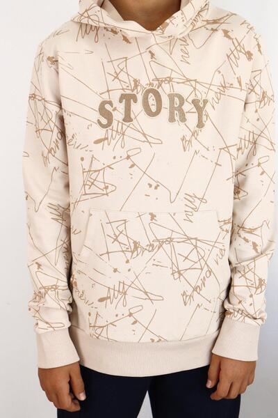 Breeze Φούτερ για αγόρια για κορίτσια και αγόρια με κουκούλα καγκουρό με κέντημα 8-12 ετών, μπεζ