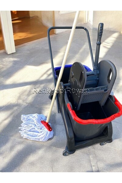 RENK YAPI RÜYASI İŞ YERİ TEMİZLİĞİ İÇİN ENDÜSTRİYEL ÇİFT KOVALI KAT ARABASI GENİŞ PASPAS GÜRGEN SAP TEMİZLİK SETİ