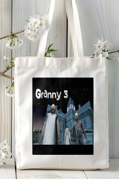 ART HEDİYE granny gender Mobil Oyun Baskılı Bez Çanta Omuz Çantası Çift tafaf...