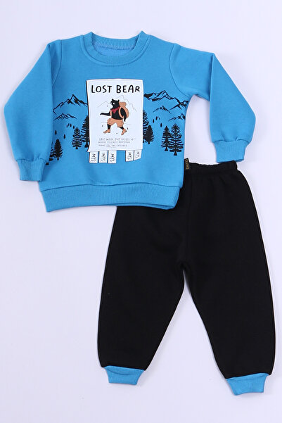 HÇM ERKEK BEBEK 3 İPLİK EŞOFMAN TAKIMI AYICIK BASKILI A40