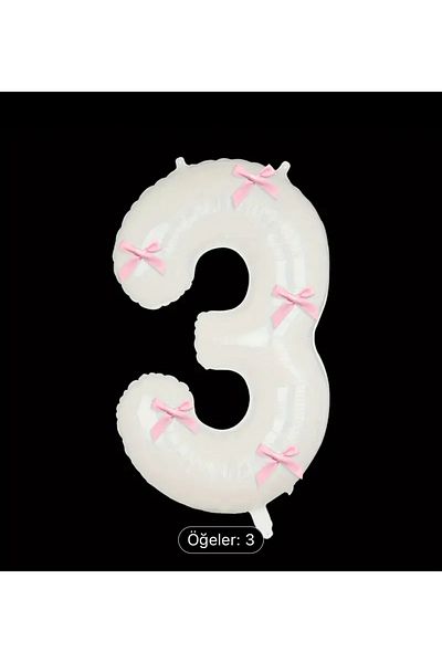 Partifabrik White Color Number Balloon with Bow
