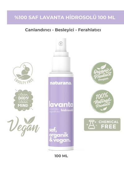 Naturana %100 Saf Doğal Lavanta Suyu Cilt Nem Spreyi Besleyici Body Mist Yatı...