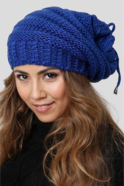 Trenderrs Жіноча зимова шапка з коміром, трикотажна в'язана шапка