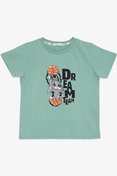 Breeze Tricou pentru fete și băieți pentru băieți, cu tematică echipei de vis, jucător de baschet, robot, imprimat, 4-8 ani, verde mentă