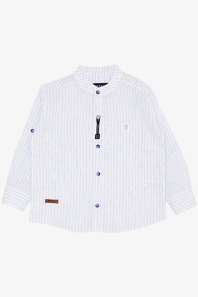 Breeze 3-7 Years Old Boy Shirt - Letter Embroidery, Buttoned, White