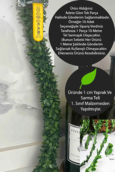 tml temalife 1 Metre Tel Yaprak Doğalgaz Borusu Süsü Şerit Yapay Taç Sarmaşık...