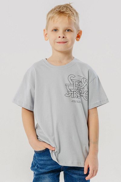 Breeze Boy's T-Shirt Text Printed Patterned on the Back 8-12 Years, Gray