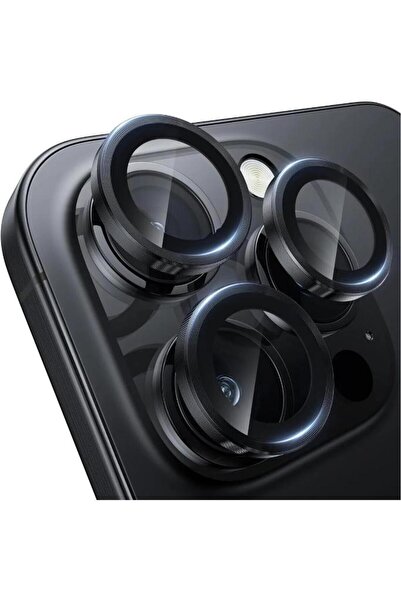 bzontech iPhone 16 Pro / 16 Pro Max Mercek Lens Kamera Koruyucu SİYAH Titanyum