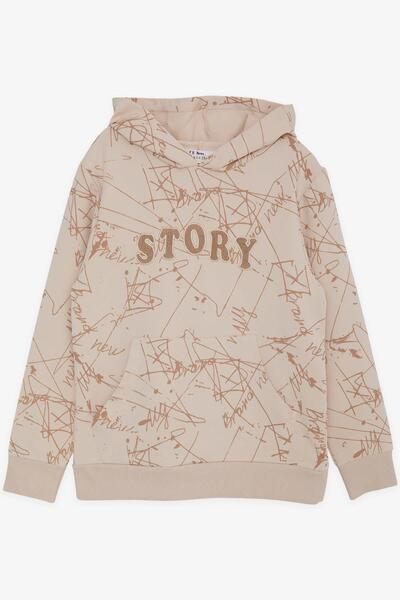 Breeze Φούτερ για αγόρια για κορίτσια και αγόρια με κουκούλα καγκουρό με κέντημα 8-12 ετών, μπεζ