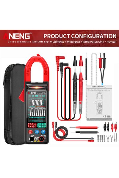 ANENG ST212 Red PRO ANENG ST212 DC/AC Current Digital Clamp Meter 6000 Counts 400A Amp Multimeter Large Co