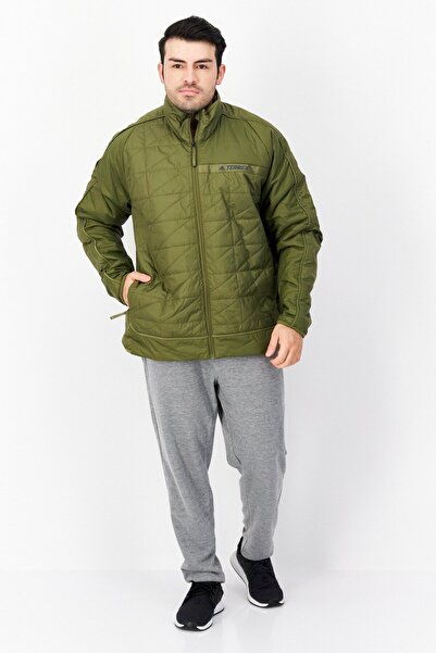 adidas Men Sportswear Fit Long Sleeve Synthetic Insulated Jacket, Olive