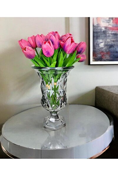 PEKİBU Ayaklı Prizma Cam Vazo Füme Büyük