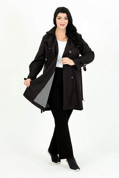 By Alba Collection Γυναικεία καμπαρντίνα με μαύρη εσωτερική επένδυση Water Repellent Bondit Plus Size