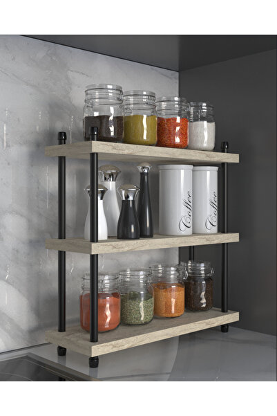 AYMOBSAN İnci Baharatlık, Mutfak Rafı, Çok Amaçlı Raf, 3 Katlı , Metal Ayaklı...