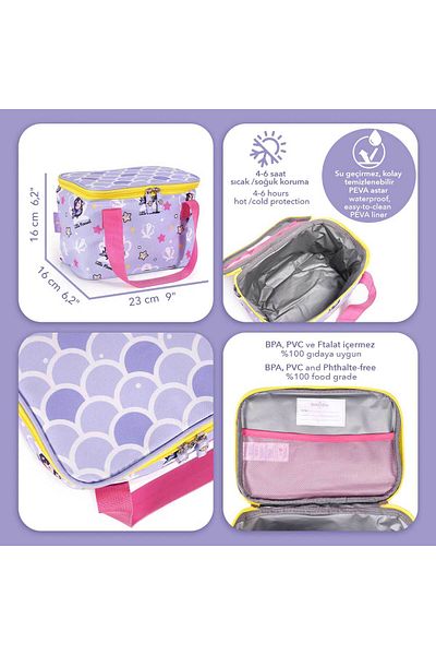 Milk & Moo Milk&Moo Lunchbox Lunchtasche Brotdose Kühltasche Blau/Rosa