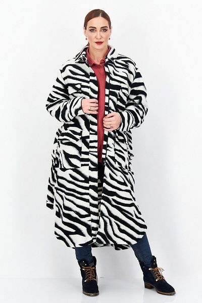 TopShop Women Belted Animal Print Trench Coat Jacket, Black