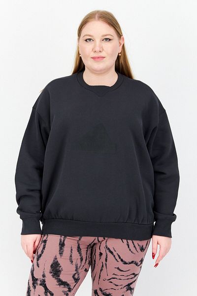adidas Women Plus Size Long Sleeve Outdoor Sweatshirts, Dark Grey