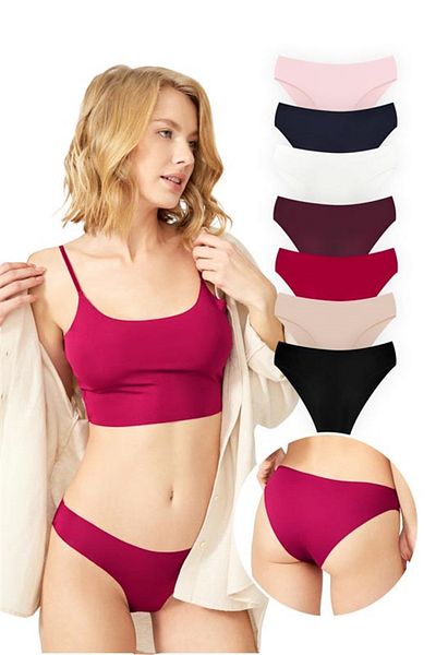 Cottonhill Chiloți de bikini de bază, fără marcaj, tăiați cu laser, pachet de 7 - 2