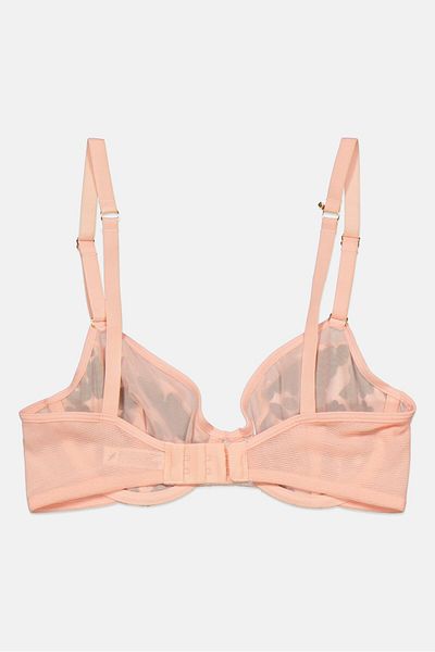 LIVELY Women Allover Printed Non Padded Wired Bra, Peach