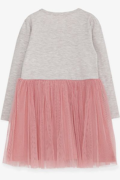 Breeze Girl's Long Sleeve Dress Sequined Girl Printed 1.5-5 Years, Beige Melange