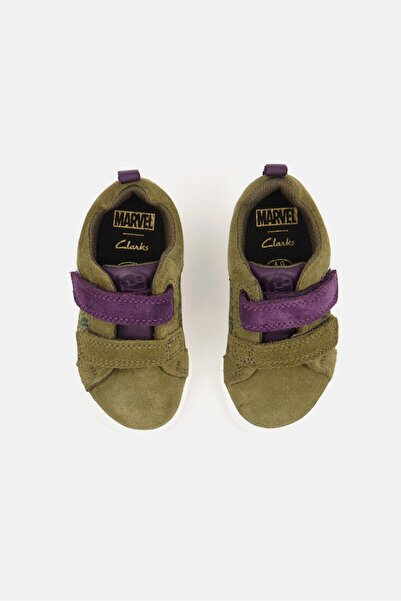 CLARKS Toddlers Boy City Hero Low Velcro Shoes, Olive