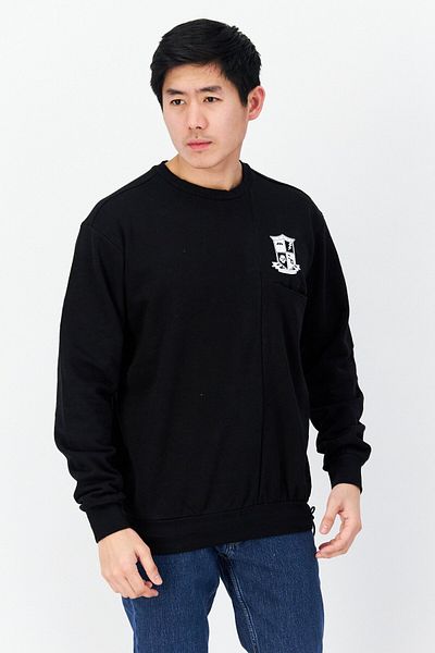 DIFUZED Men Crew Neck Graphic Print Long Sleeves Sweatshirt, Black