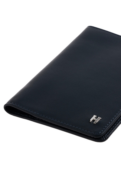HELMBROOK Milton Genuine Leather Navy Blue Unisex Leather Handcrafted Rfid Protection Passport Cover