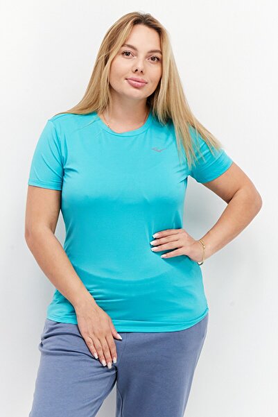 EVERLAST ملابس رياضية نسائية باللون الأخضر المائي - قميص تدريب بأكمام قصيرة