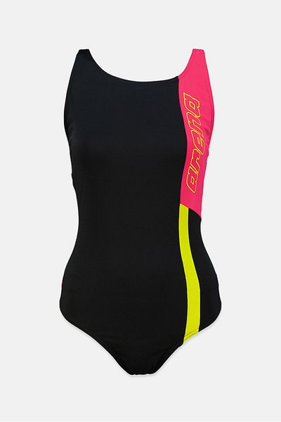 ARENA Women One Piece Graphic Print Swimsuit, Black and Pink
