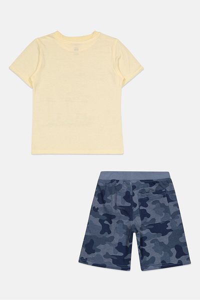 KIDS HEADQUARTERS Toddlers Boy 2 Piece Printed T-shirt And Short, Yellow